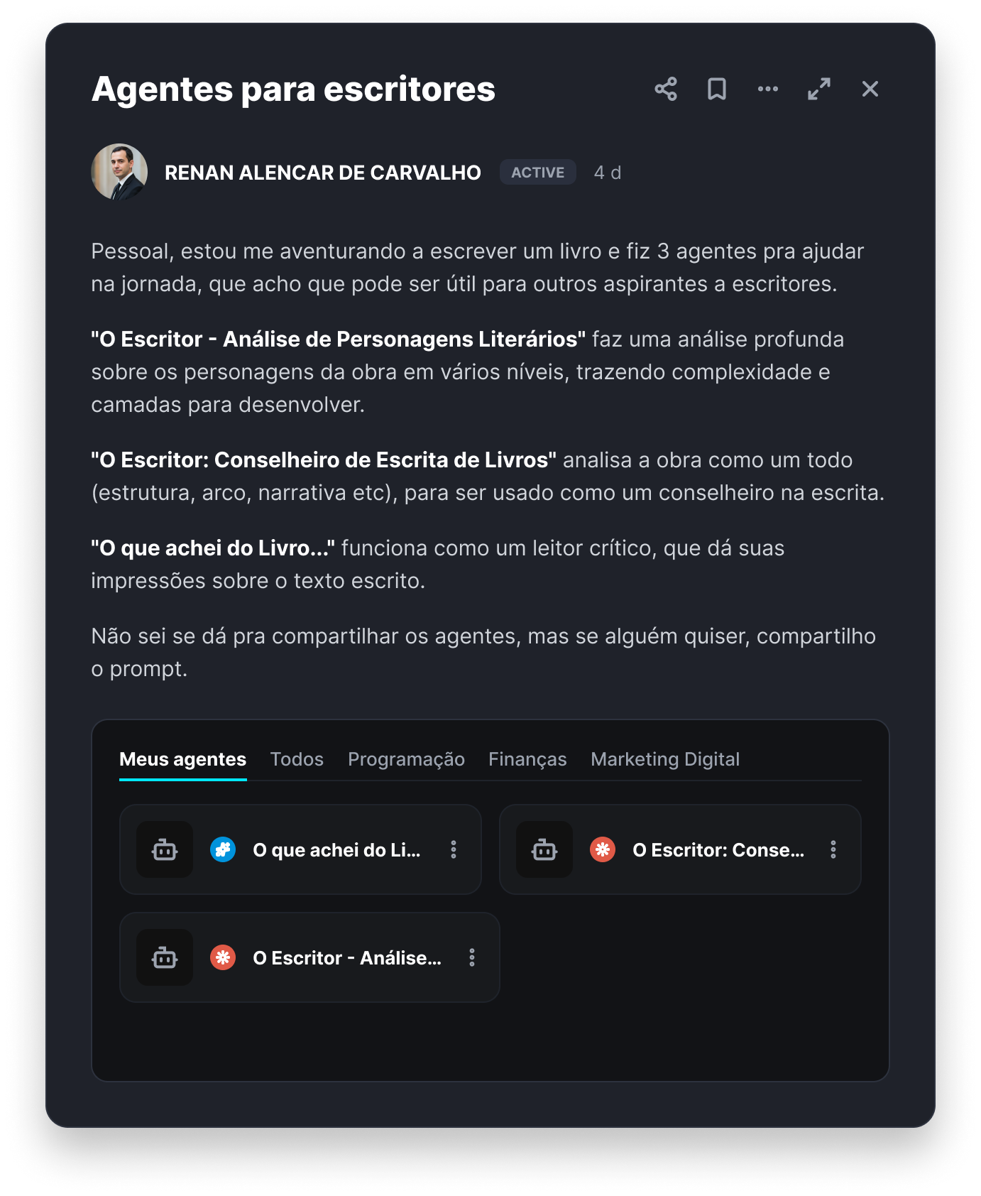 Comentário do assinante Rodrigo