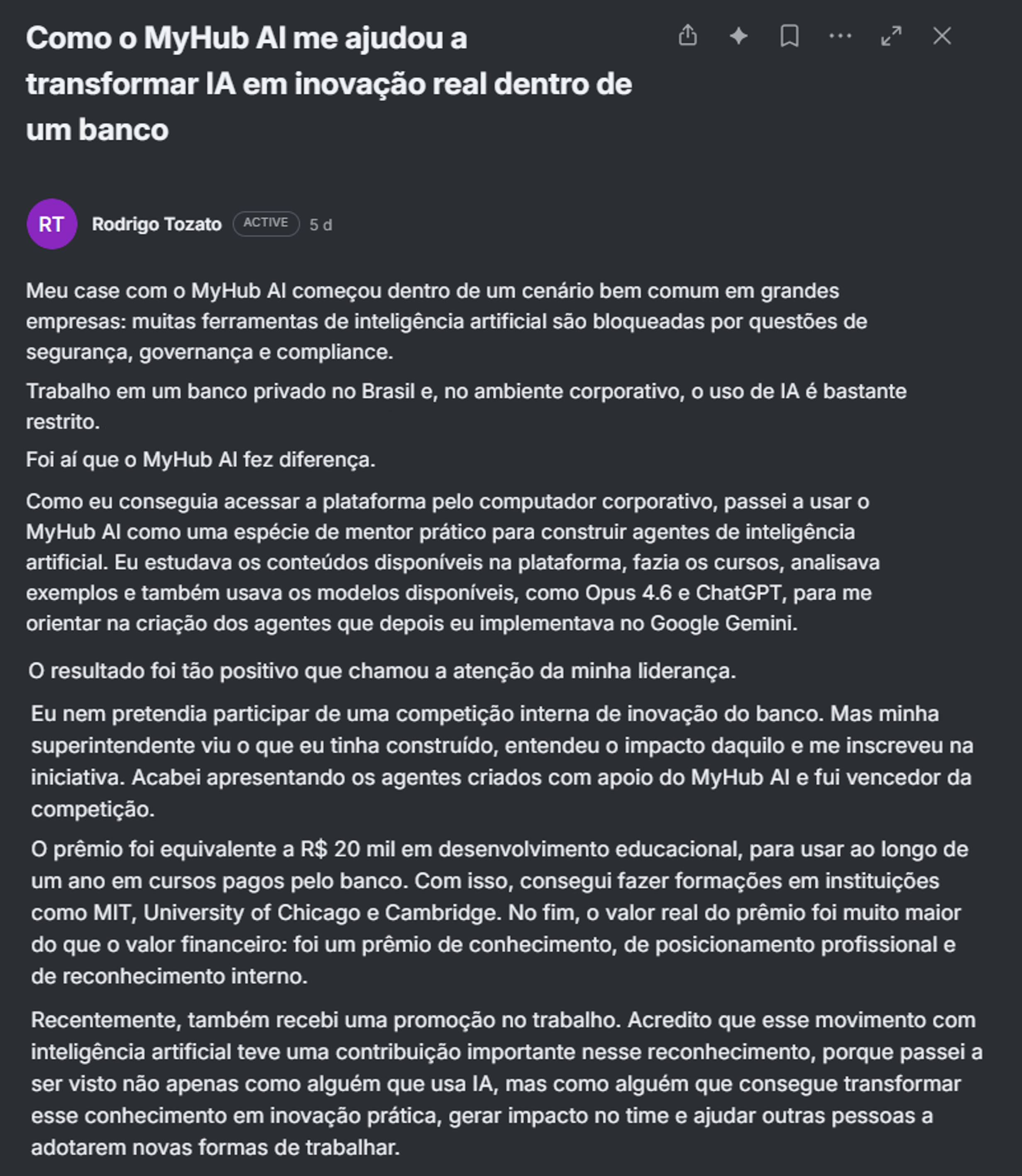 Comentário do assinante Rodrigo